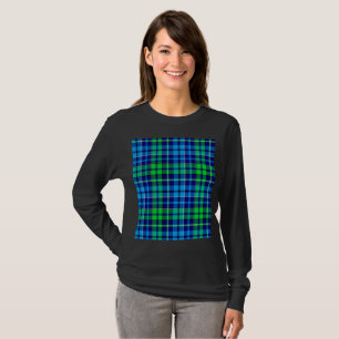 Blue and Green Plaid Tartan Navy Blue T-Shirt