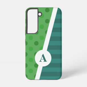 Blue and Green Polka Dot and Stripe Pattern Samsung Galaxy Case