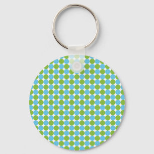 Blue and green polka dots pattern key ring
