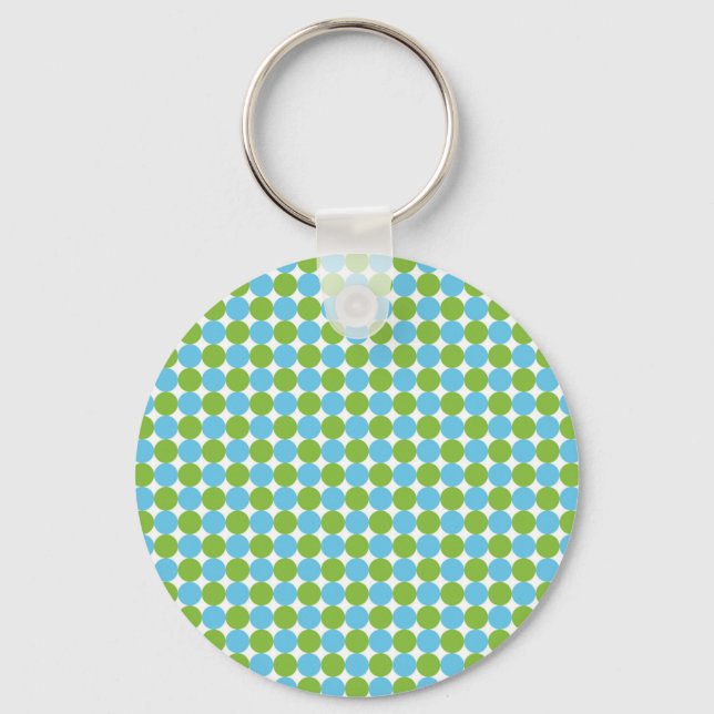 Blue and green polka dots pattern key ring (Front)