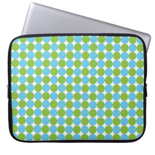 Blue and green polka dots pattern laptop sleeve