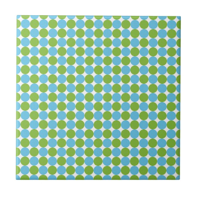 Blue and green polka dots pattern tile (Front)