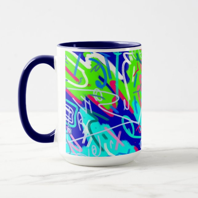 Blue and Green Pop Art  Mug (Left)