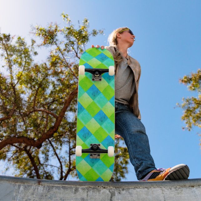 Blue and Green Rustic Cool Skateboard (Outdoor 1)