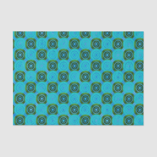 Blue and Green Rwanda  African Tribal Pattern Tissue Paper (Front)