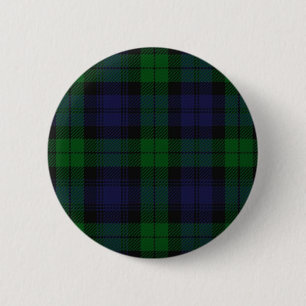 Blue And Green Scottish Sunderland Tartan 6 Cm Round Badge