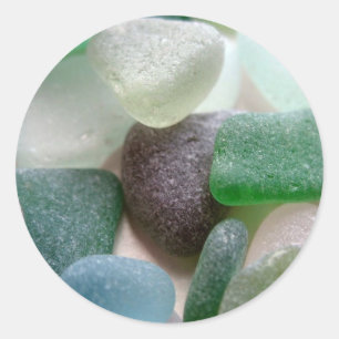 Blue and Green Sea Glass Classic Round Sticker