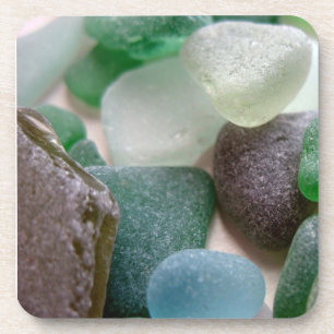 Blue and Green Sea Glass Cork Coasters