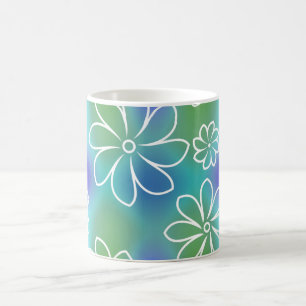 Blue and Green Seamless Floral Pattern  Coffee Mug