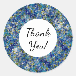 Blue And Green Seed Bead Custom Text Classic Round Sticker