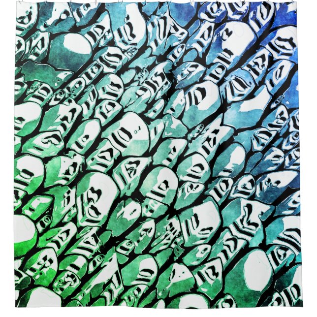 Blue and Green Shower Curtain (Front)