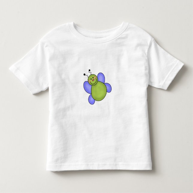 Blue and Green Smiling Bug Toddler T-Shirt (Front)