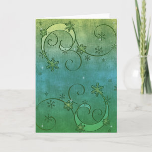 Blue and Green Snowflakes Holiday Card