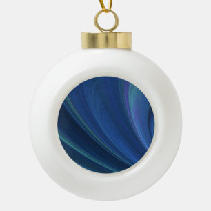 Blue And Green Soft Sand Waves Ceramic Ball Christmas Ornament
