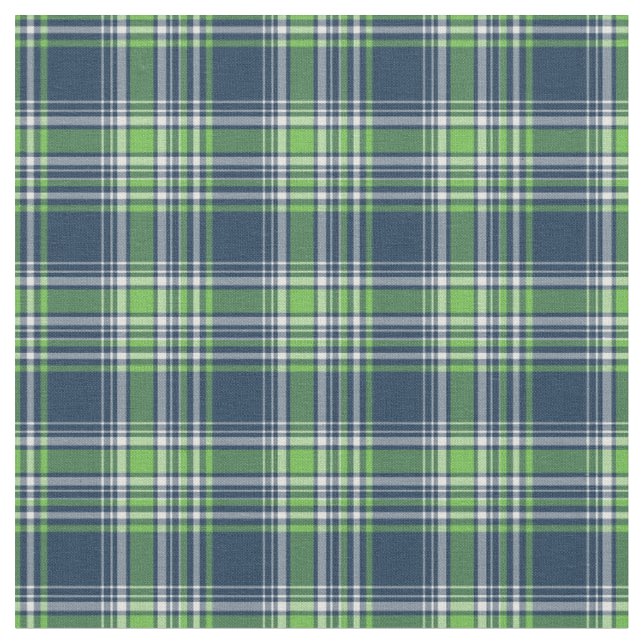 Blue and Green Sporty Plaid Fabric (Close Up)