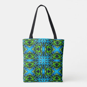 Blue and Green Stained Glass tote bag