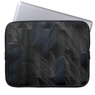Blue and green sticks on blue plastic container laptop sleeve
