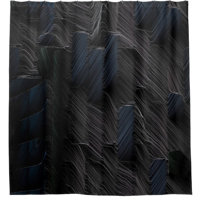 Blue and green sticks on blue plastic container shower curtain (Front)