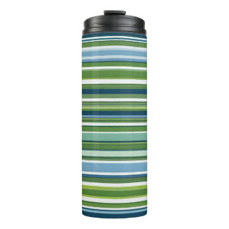 Blue and Green Stripe Thermal Tumbler