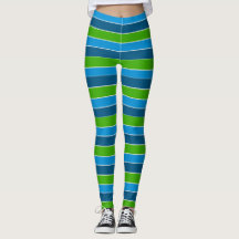 Blue and Green Striped Leggings