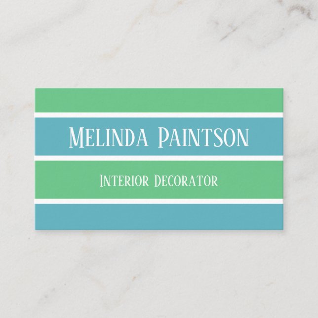Blue and Green Stripes Business Card (Front)