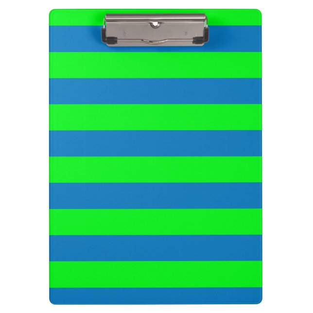 Blue and Green Stripes Design Clipboard (Front)