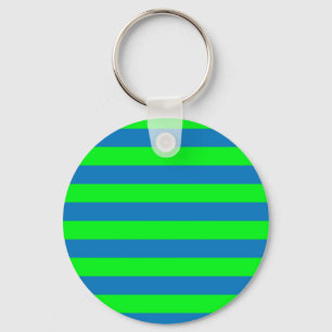 Blue and Green Stripes Design Key Ring