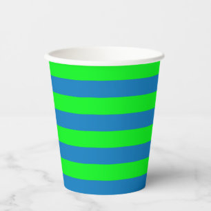 Blue and Green Stripes Design Paper Cups