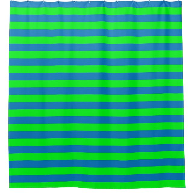 Blue and Green Stripes Design Shower Curtain (Front)