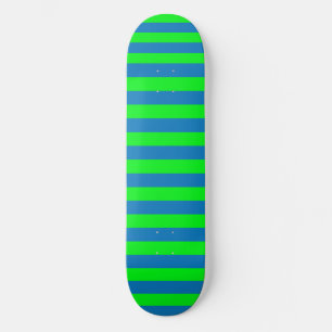 Blue and Green Stripes Design Skateboard
