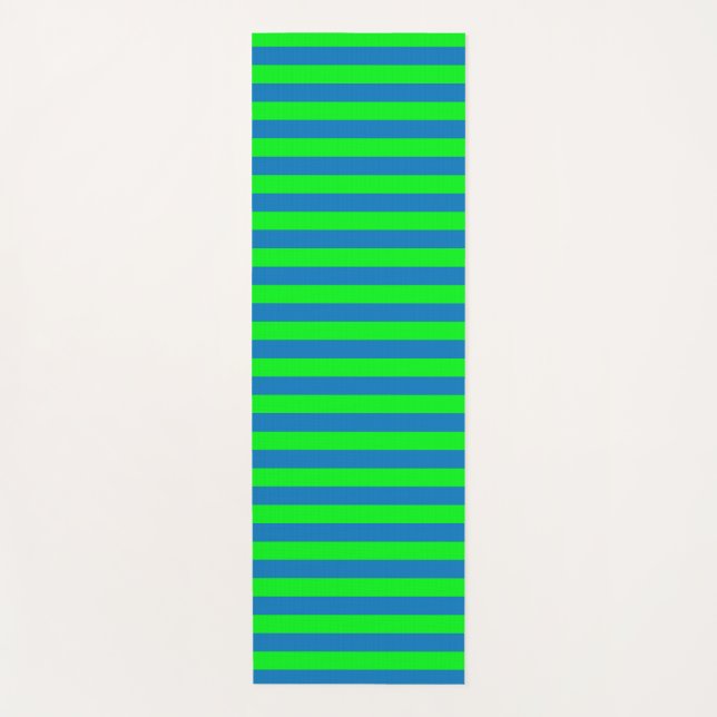 Blue and Green Stripes Design Yoga Mat (Front)