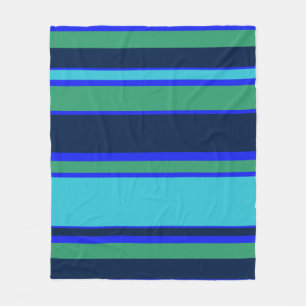 Blue and green stripes fleece blanket