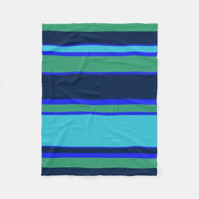 Blue and green stripes fleece blanket (Front)