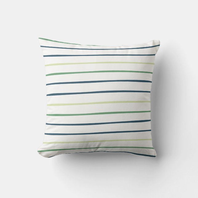 Blue and Green Stripes Pattern/Print Cushion (Front)