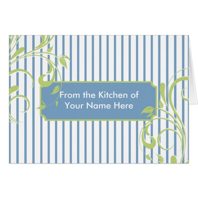 Blue and Green Stripes Personalised Recipe Card (Front Horizontal)