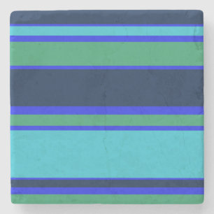 Blue and green stripes stone coaster