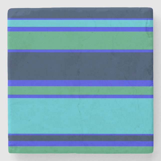 Blue and green stripes stone coaster (Front)