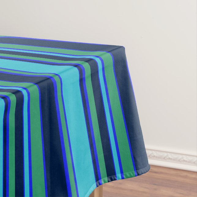 Blue and green stripes tablecloth (In Situ)