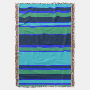 Blue and green stripes throw blanket