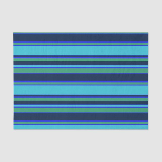 Blue and green stripes tissue paper (Front)