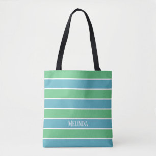 Blue and Green Stripes Tote