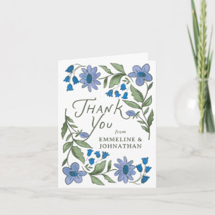 Blue and Green Sweet Country Floral Thank You Card