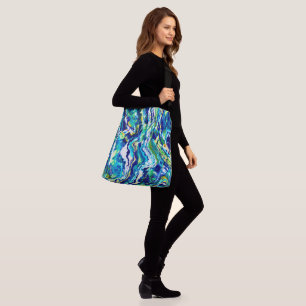 blue and green Swirl abstract Crossbody Bag