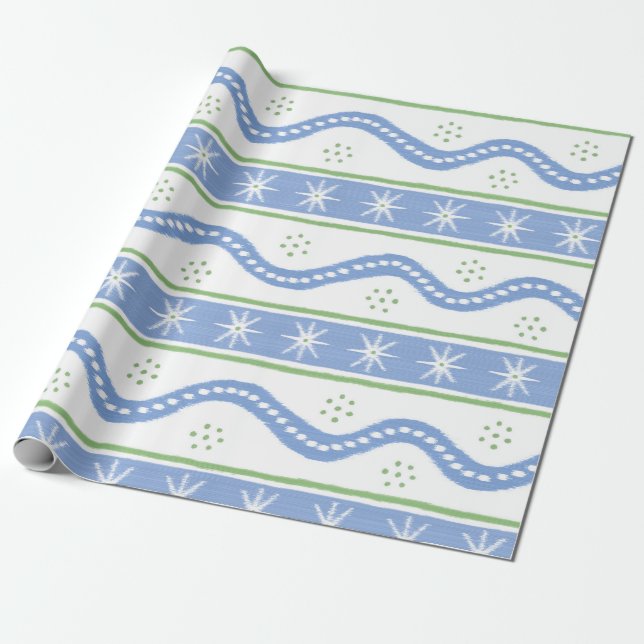 Blue and Green Swirlstripes Wrapping Paper (Unrolled)