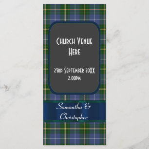 Blue and green tartan plaid wedding program programme
