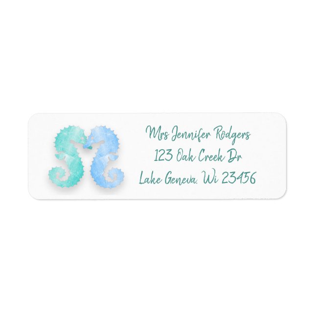 Blue and Green Teal Seahorses  Beachy (Front)