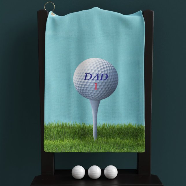 Blue and Green Teeing Off Custom DAD Monogrammed Golf Towel (Creator Uploaded)