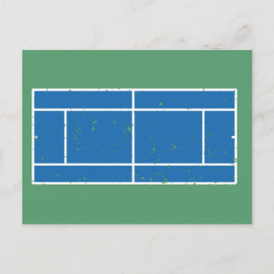 Blue and Green Tennis Court Distressed Style Postcard