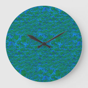 Blue and Green Textures Fish in the Sea Clock