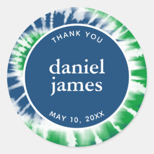 Blue and Green Tie Dye Bar Mitzvah Favour Tag